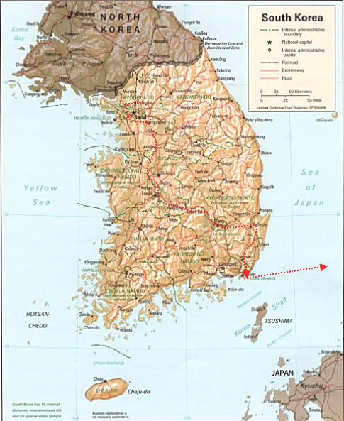 Carte de la Corée